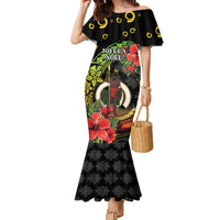 Love Vanuatu Christmas Family Matching Mermaid Dress and Hawaiian Shirt God Yumi Polynesian Tribal Pattern LT05 Mom's Dress Black - Polynesian Pride
