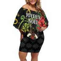 Love Vanuatu Christmas Family Matching Off Shoulder Short Dress and Hawaiian Shirt God Yumi Polynesian Tribal Pattern LT05 Mom's Dress Black - Polynesian Pride