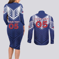 Super Toa Samoa Rugby Custom Couples Matching Long Sleeve Bodycon Dress and Long Sleeve Button Shirt Warrior Spirit LT05