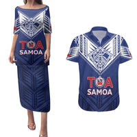 Super Toa Samoa Rugby Custom Couples Matching Puletasi and Hawaiian Shirt Warrior Spirit LT05