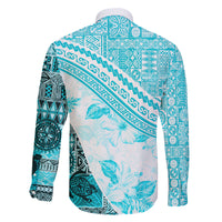 Hawaiian Tapa Family Matching Mermaid Dress and Hawaiian Shirt Traditional Vintage Pattern Aqua LT05 - Polynesian Pride