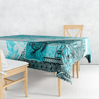 Hawaiian Tapa Tablecloth Traditional Vintage Pattern Aqua LT05 - Polynesian Pride