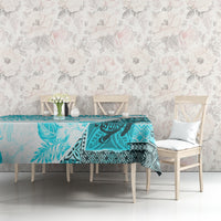 Hawaiian Tapa Tablecloth Traditional Vintage Pattern Aqua LT05 - Polynesian Pride