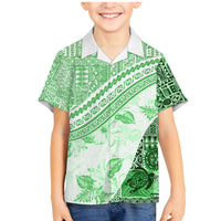 Hawaiian Tapa Family Matching Mermaid Dress and Hawaiian Shirt Traditional Vintage Pattern Green LT05 Son's Shirt Green - Polynesian Pride