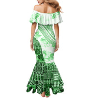 Hawaiian Tapa Mermaid Dress Traditional Vintage Pattern Green LT05 - Polynesian Pride