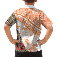 Hawaiian Tapa Kid Hawaiian Shirt Traditional Vintage Pattern Orange LT05 - Polynesian Pride