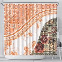 Hawaiian Tapa Shower Curtain Traditional Vintage Pattern Orange LT05 - Polynesian Pride