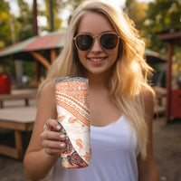 Hawaiian Tapa Skinny Tumbler Traditional Vintage Pattern Orange