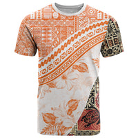 Hawaiian Tapa T Shirt Traditional Vintage Pattern Orange LT05 Orange - Polynesian Pride