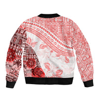 Hawaiian Tapa Bomber Jacket Traditional Vintage Pattern Red LT05 - Polynesian Pride