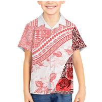 Hawaiian Tapa Family Matching Mermaid Dress and Hawaiian Shirt Traditional Vintage Pattern Red LT05 Son's Shirt Red - Polynesian Pride