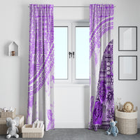 Hawaiian Tapa Window Curtain Traditional Vintage Pattern Violet LT05 - Polynesian Pride