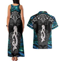 New Zealand Aotearoa Couples Matching Tank Maxi Dress and Hawaiian Shirt Maori Taniwha Paua Shell