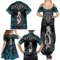 New Zealand Aotearoa Family Matching Summer Maxi Dress and Hawaiian Shirt Maori Taniwha Paua Shell LT05 - Polynesian Pride