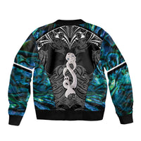 New Zealand Aotearoa Sleeve Zip Bomber Jacket Maori Taniwha Paua Shell LT05 - Polynesian Pride