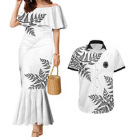 Custom New Zealand Football Couples Matching Mermaid Dress and Hawaiian Shirt Aotearoa Pride LT05 White - Polynesian Pride