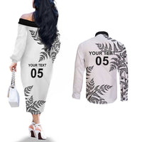 Custom New Zealand Football Couples Matching Off The Shoulder Long Sleeve Dress and Long Sleeve Button Shirt Aotearoa Pride - Polynesian Pride