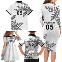 Custom New Zealand Football Family Matching Long Sleeve Bodycon Dress and Hawaiian Shirt Aotearoa Pride - Polynesian Pride