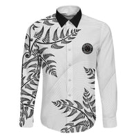 Custom New Zealand Football Family Matching Off The Shoulder Long Sleeve Dress and Hawaiian Shirt Aotearoa Pride LT05 Dad's Shirt - Long Sleeve White - Polynesian Pride