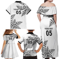 Custom New Zealand Football Family Matching Off Shoulder Maxi Dress and Hawaiian Shirt Aotearoa Pride - Polynesian Pride