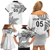 Custom New Zealand Football Family Matching Off Shoulder Short Dress and Hawaiian Shirt Aotearoa Pride LT05 - Polynesian Pride
