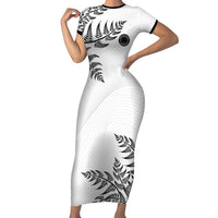 Custom New Zealand Football Family Matching Short Sleeve Bodycon Dress and Hawaiian Shirt Aotearoa Pride LT05 Mom's Dress White - Polynesian Pride