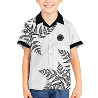 Custom New Zealand Football Family Matching Short Sleeve Bodycon Dress and Hawaiian Shirt Aotearoa Pride LT05 Son's Shirt White - Polynesian Pride