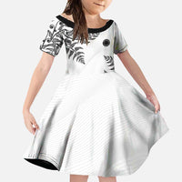 Custom New Zealand Football Family Matching Summer Maxi Dress and Hawaiian Shirt Aotearoa Pride LT05 Daughter's Dress White - Polynesian Pride