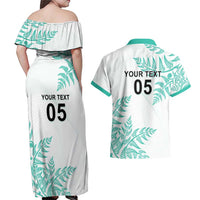 Custom New Zealand Football Couples Matching Off Shoulder Maxi Dress and Hawaiian Shirt Aotearoa Pride Aqua Version LT05 - Polynesian Pride