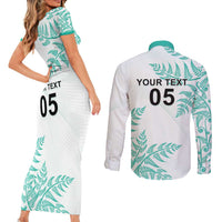 Custom New Zealand Football Couples Matching Short Sleeve Bodycon Dress and Long Sleeve Button Shirt Aotearoa Pride Aqua Version LT05 - Polynesian Pride