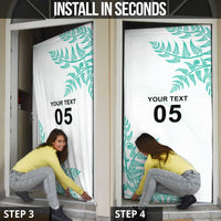 Custom New Zealand Football Door Cover Aotearoa Pride Aqua Version - Polynesian Pride