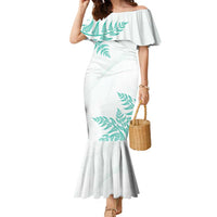 Custom New Zealand Football Family Matching Mermaid Dress and Hawaiian Shirt Aotearoa Pride Aqua Version - Polynesian Pride