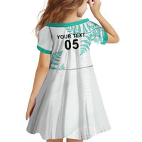 Custom New Zealand Football Family Matching Off The Shoulder Long Sleeve Dress and Hawaiian Shirt Aotearoa Pride Aqua Version LT05 - Polynesian Pride