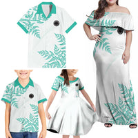 Custom New Zealand Football Family Matching Off Shoulder Maxi Dress and Hawaiian Shirt Aotearoa Pride Aqua Version LT05 - Polynesian Pride