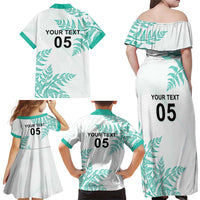 Custom New Zealand Football Family Matching Off Shoulder Maxi Dress and Hawaiian Shirt Aotearoa Pride Aqua Version LT05 - Polynesian Pride