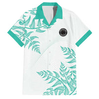 Custom New Zealand Football Family Matching Off Shoulder Maxi Dress and Hawaiian Shirt Aotearoa Pride Aqua Version LT05 Dad's Shirt - Short Sleeve Aqua - Polynesian Pride