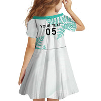 Custom New Zealand Football Family Matching Off Shoulder Short Dress and Hawaiian Shirt Aotearoa Pride Aqua Version LT05 - Polynesian Pride