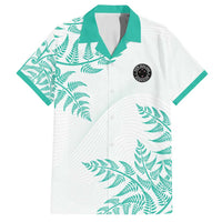 Custom New Zealand Football Family Matching Off Shoulder Short Dress and Hawaiian Shirt Aotearoa Pride Aqua Version LT05 Dad's Shirt - Short Sleeve Aqua - Polynesian Pride