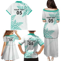 Custom New Zealand Football Family Matching Puletasi and Hawaiian Shirt Aotearoa Pride Aqua Version LT05 - Polynesian Pride