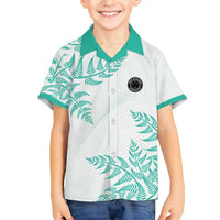 Custom New Zealand Football Family Matching Short Sleeve Bodycon Dress and Hawaiian Shirt Aotearoa Pride Aqua Version LT05 Son's Shirt Aqua - Polynesian Pride