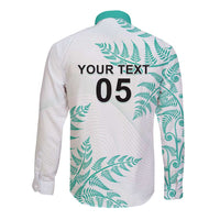 Custom New Zealand Football Long Sleeve Button Shirt Aotearoa Pride Aqua Version - Polynesian Pride