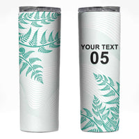 Custom New Zealand Football Skinny Tumbler Aotearoa Pride Aqua Version - Polynesian Pride
