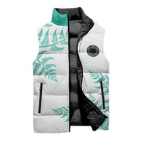 Custom New Zealand Football Sleeveless Puffer Jacket Aotearoa Pride Aqua Version - Polynesian Pride