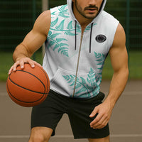 Custom New Zealand Football Sleeveless Zip Hoodie Aotearoa Pride Aqua Version - Polynesian Pride