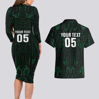 Custom New Zealand Fishing Couples Matching Long Sleeve Bodycon Dress and Hawaiian Shirt Maori Tribal Pattern LT05 - Polynesian Pride