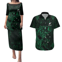 Custom New Zealand Fishing Couples Matching Puletasi and Hawaiian Shirt Maori Tribal Pattern LT05 Black - Polynesian Pride