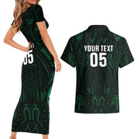 Custom New Zealand Fishing Couples Matching Short Sleeve Bodycon Dress and Hawaiian Shirt Maori Tribal Pattern LT05 - Polynesian Pride