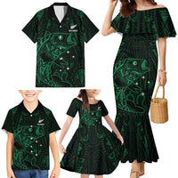 Custom New Zealand Fishing Family Matching Mermaid Dress and Hawaiian Shirt Maori Tribal Pattern LT05 - Polynesian Pride