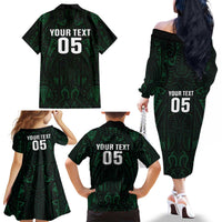 Custom New Zealand Fishing Family Matching Off The Shoulder Long Sleeve Dress and Hawaiian Shirt Maori Tribal Pattern LT05 - Polynesian Pride
