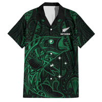 Custom New Zealand Fishing Family Matching Off The Shoulder Long Sleeve Dress and Hawaiian Shirt Maori Tribal Pattern LT05 Dad's Shirt - Short Sleeve Black - Polynesian Pride